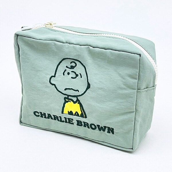 スヌーピー チャーリーブラウン スクエアポーチ アップリケ刺繍 SNOOPY