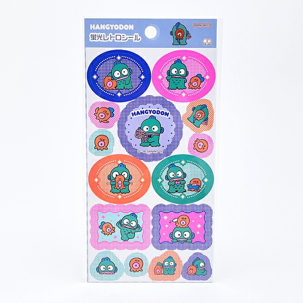 サンリオ ハンギョドン 蛍光レトロシール チェック 文具 Sanrio