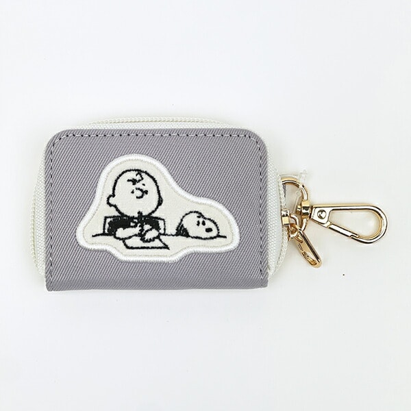 Snoopy Charlie Brown Smart Key Case, Gray, Applique, SNOOPY