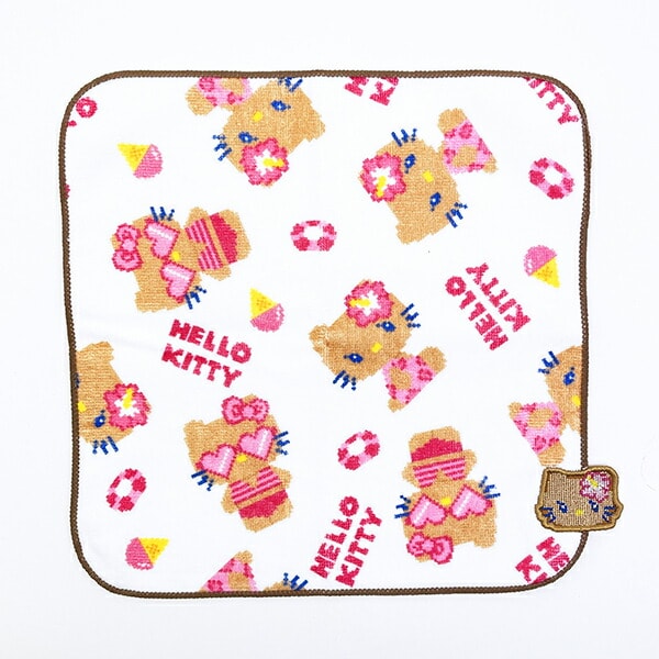 サンリオ 日焼けキティ 刺繍ハンドタオル (パターン) ハンカチ Sanrio