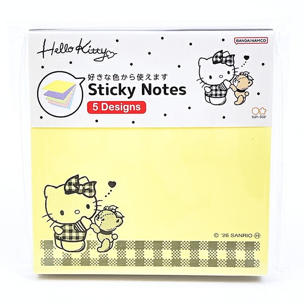 サンリオ ハローキティ 付箋メモ5色 ブラック 文具 Sanrio