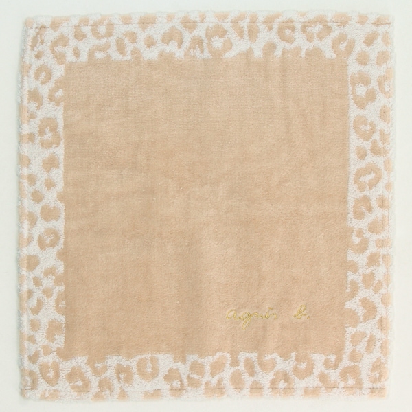 アニエスベー 大判 タオルハンカチ（約28cm） ロゴ レオパード 【agnes