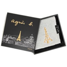 アニエスベー　大判　タオルハンカチ（28cm）（パッケージ入り）エッフェル塔