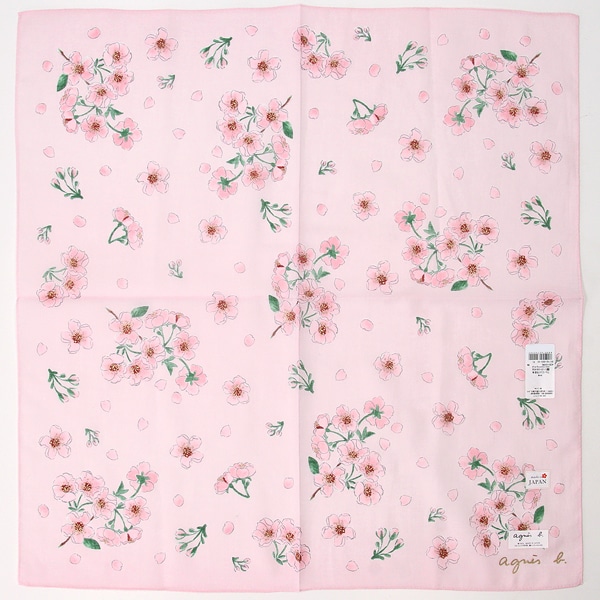 アニエスベー 大判 プリントハンカチ（58cm）桜 【agnes b