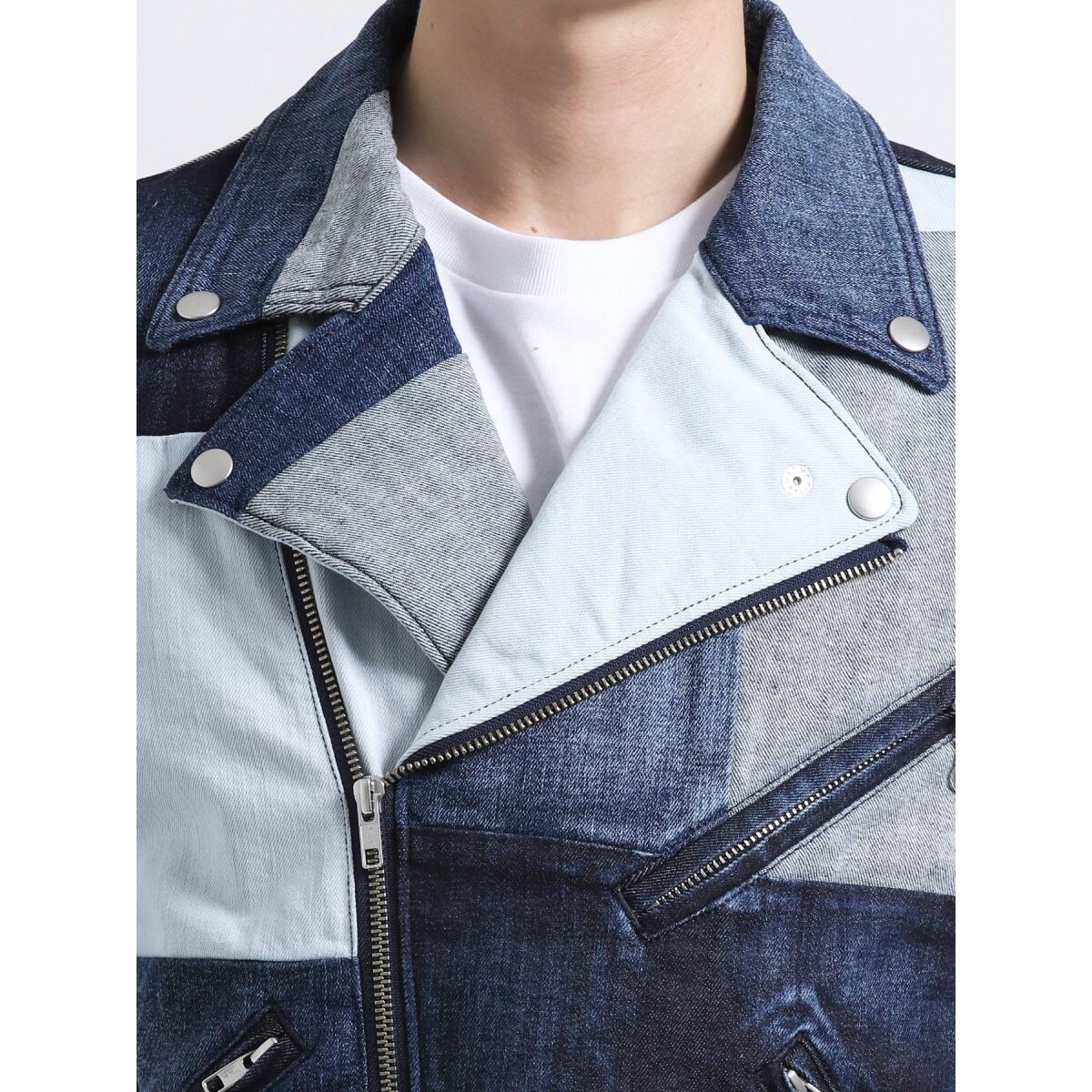 semantic design デニム ライダースジャケット ダメージ加工 LL ca001-09993-01b.jpg