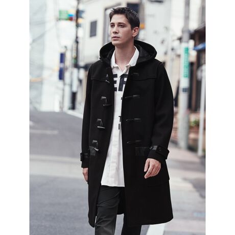 agnès b. HOMME フード付きダッフルコート サイズ46 黒（150-170cm  