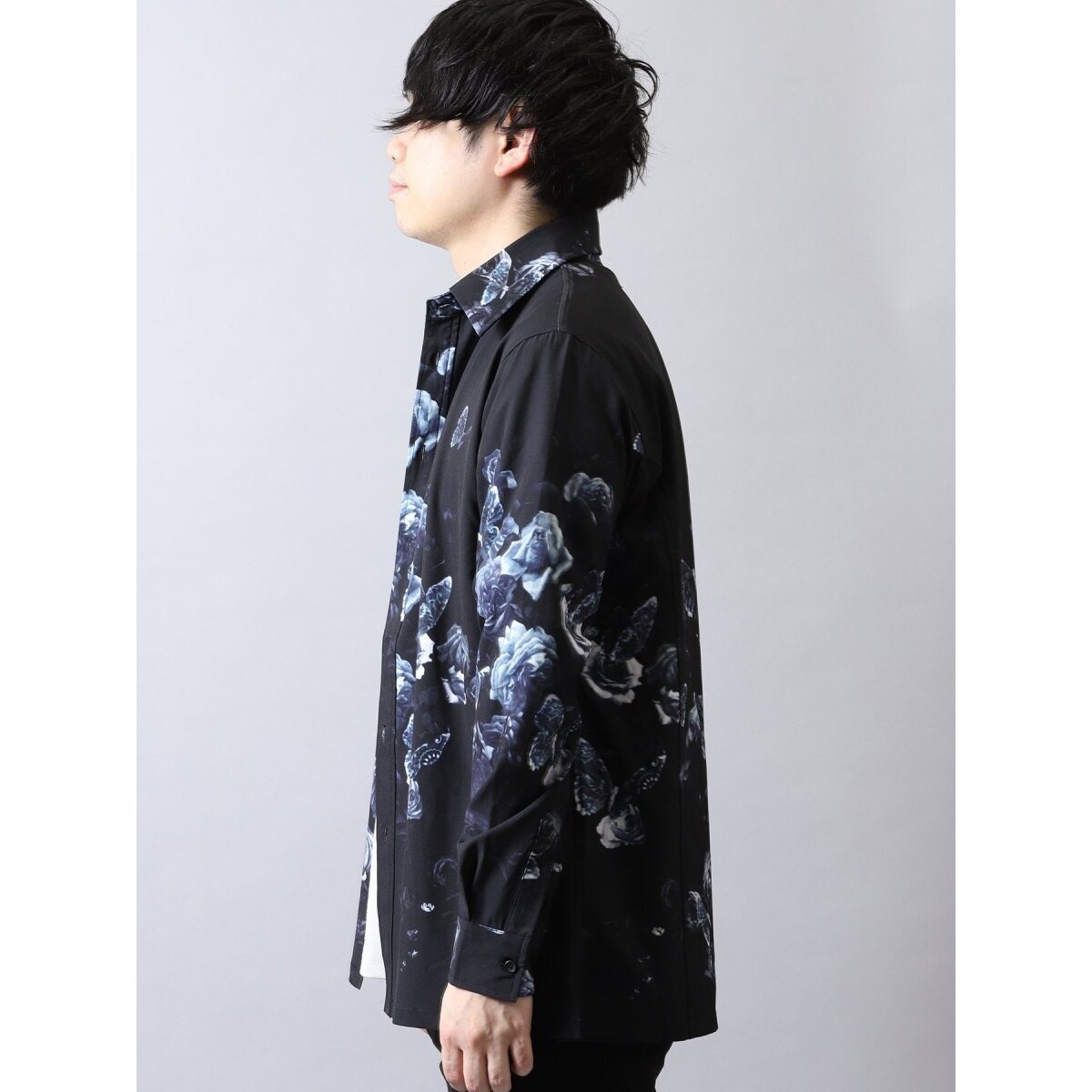 シェラック/SHELLAC ローズ＆バタフライプリント 長袖シャツ