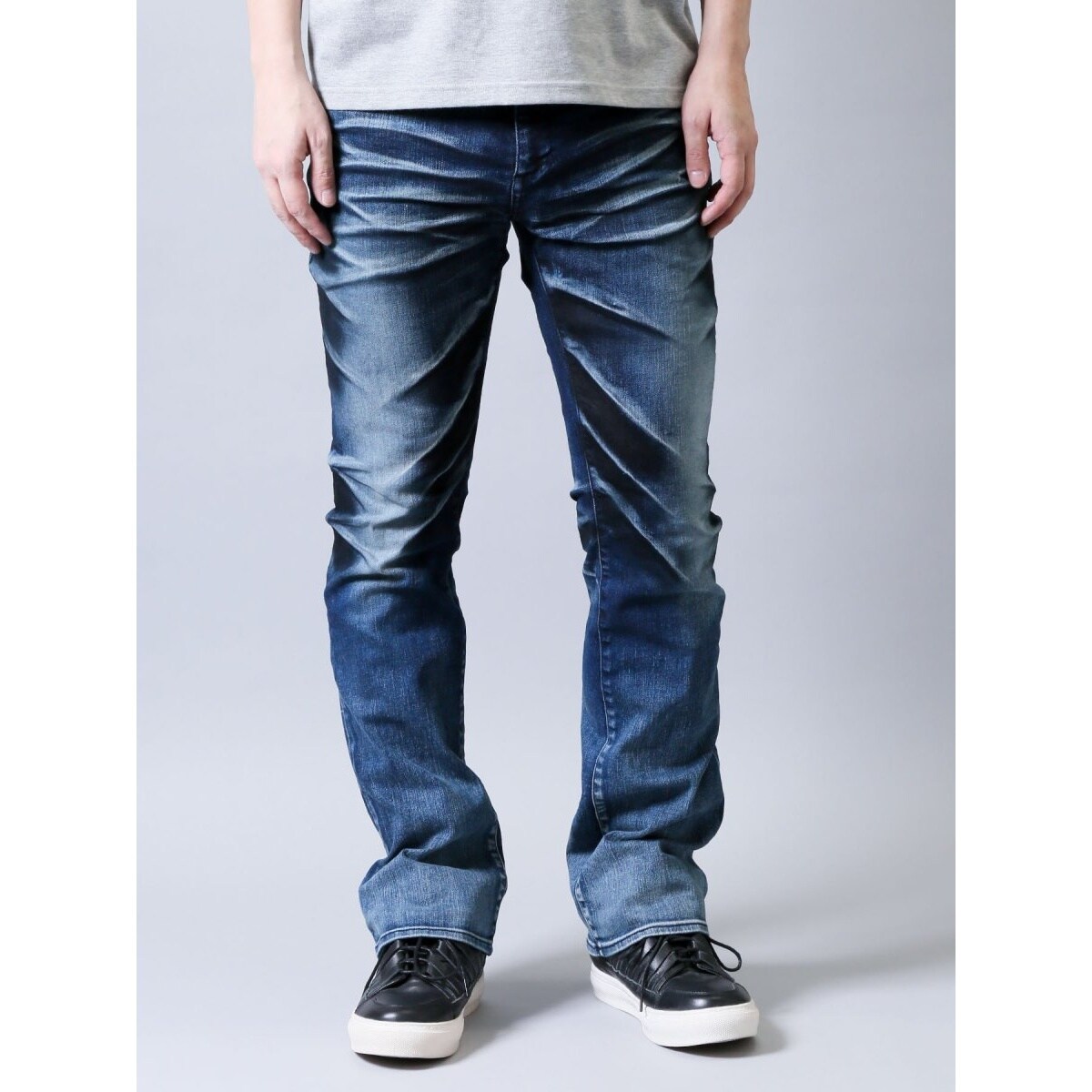 グレー グラデーション ブーツカットデニムパンツ semantic design MADE IN JAPAN クラウドグラデーション ブーツカットデニム