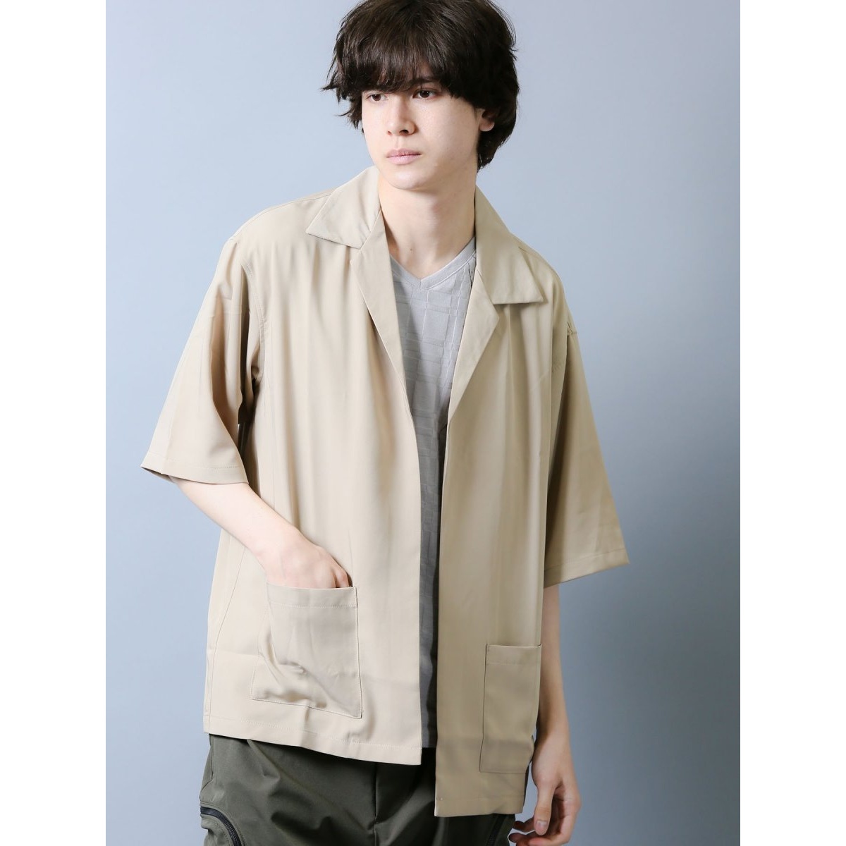 オーバーサイズ 5分袖シャツジャケット | セマンティックデザイン 