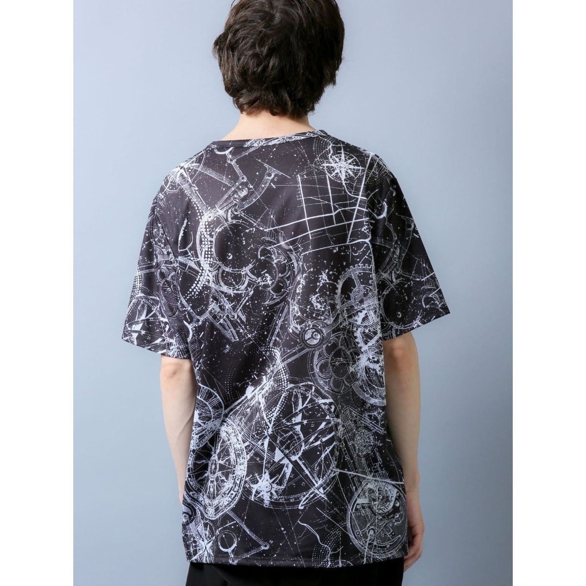 シェラック/SHELLAC デジタルアース柄 クルーネック半袖Tシャツ 