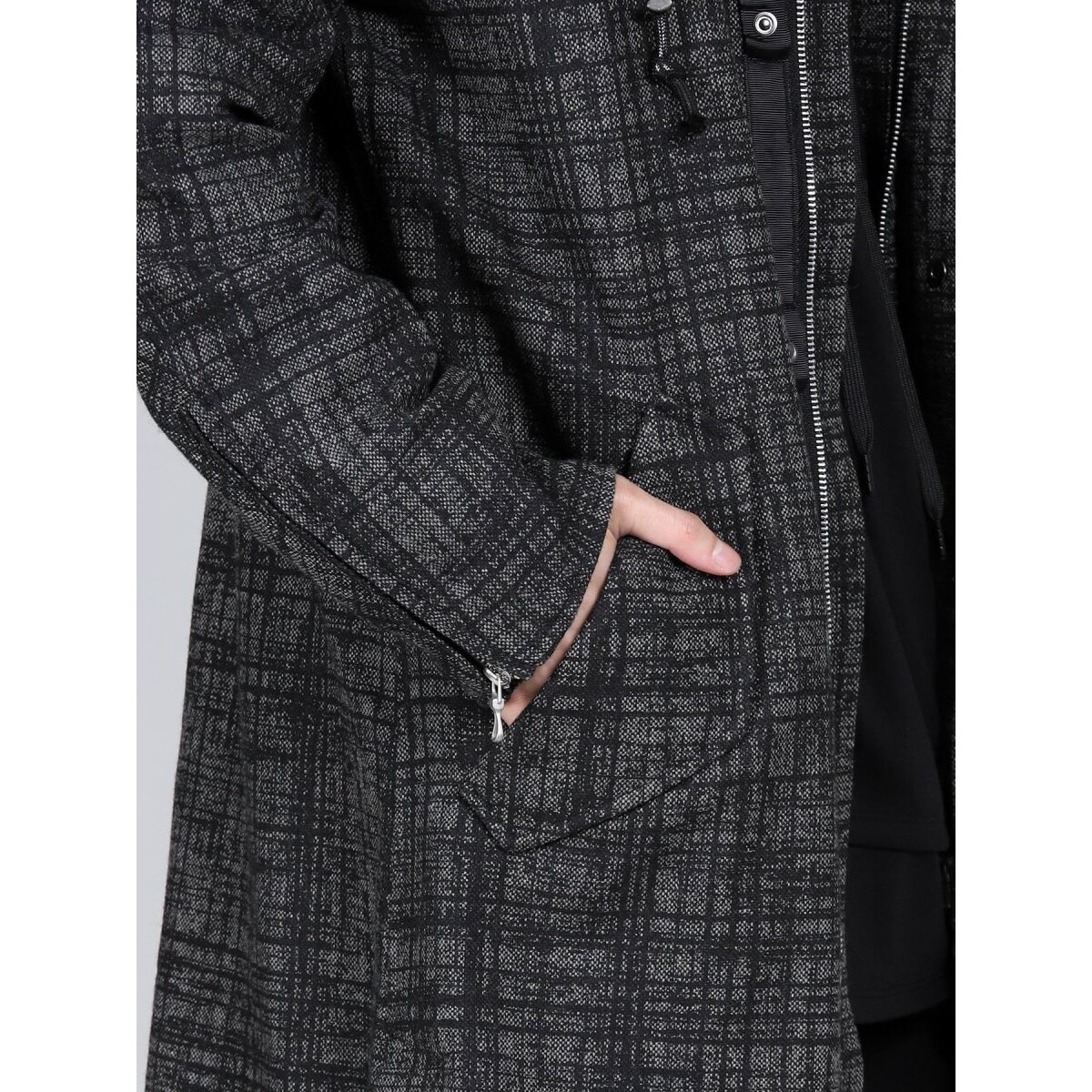 シェラック/SHELLAC ウール混チェック柄 モッズコート　Ｌサイズ シェラック/SHELLAC ウール混チェック柄 モッズコート Lサイズ