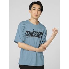 セマンティックデザイン 英字ロゴ クルーネック ルーズ半袖Tシャツ