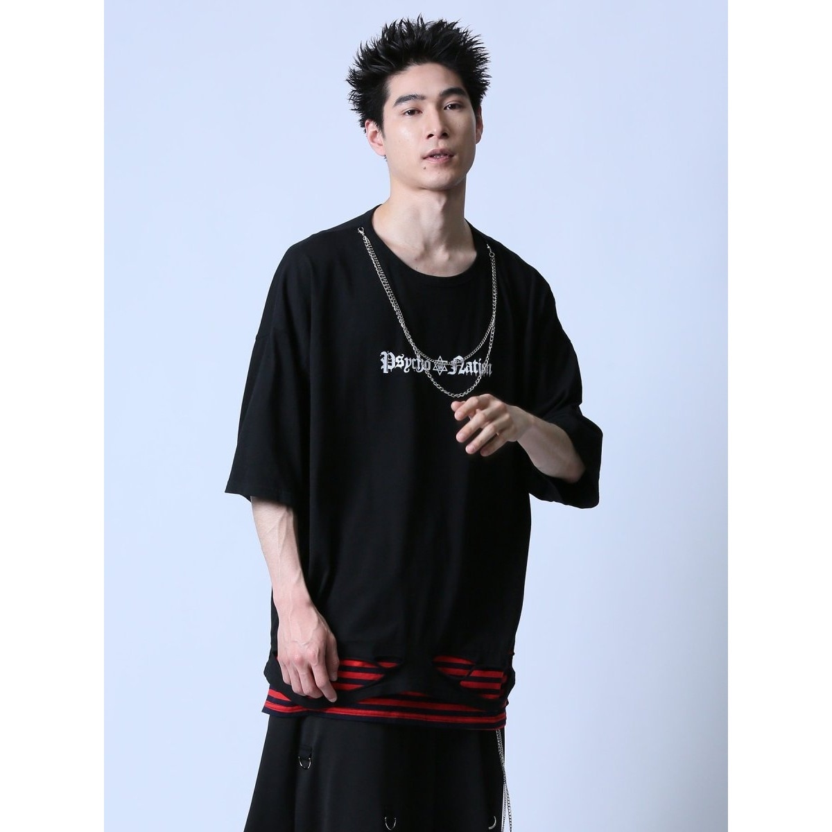 セマンティックデザイン×PSYCHONATION チェーン付き ダメージ クルー