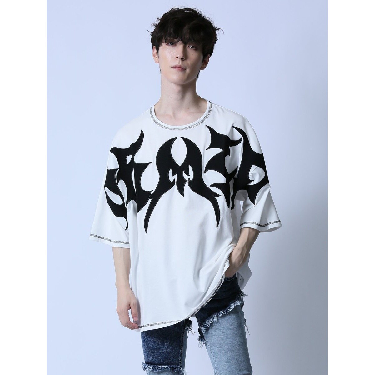 セマンティックデザイン（semantic design）/セマンティックデザイン×PSYCHONATION トライバルロゴ クルー半袖Tシャツ セマンティックデザイン×PSYCHONATION トライバルロゴ クルー半袖T