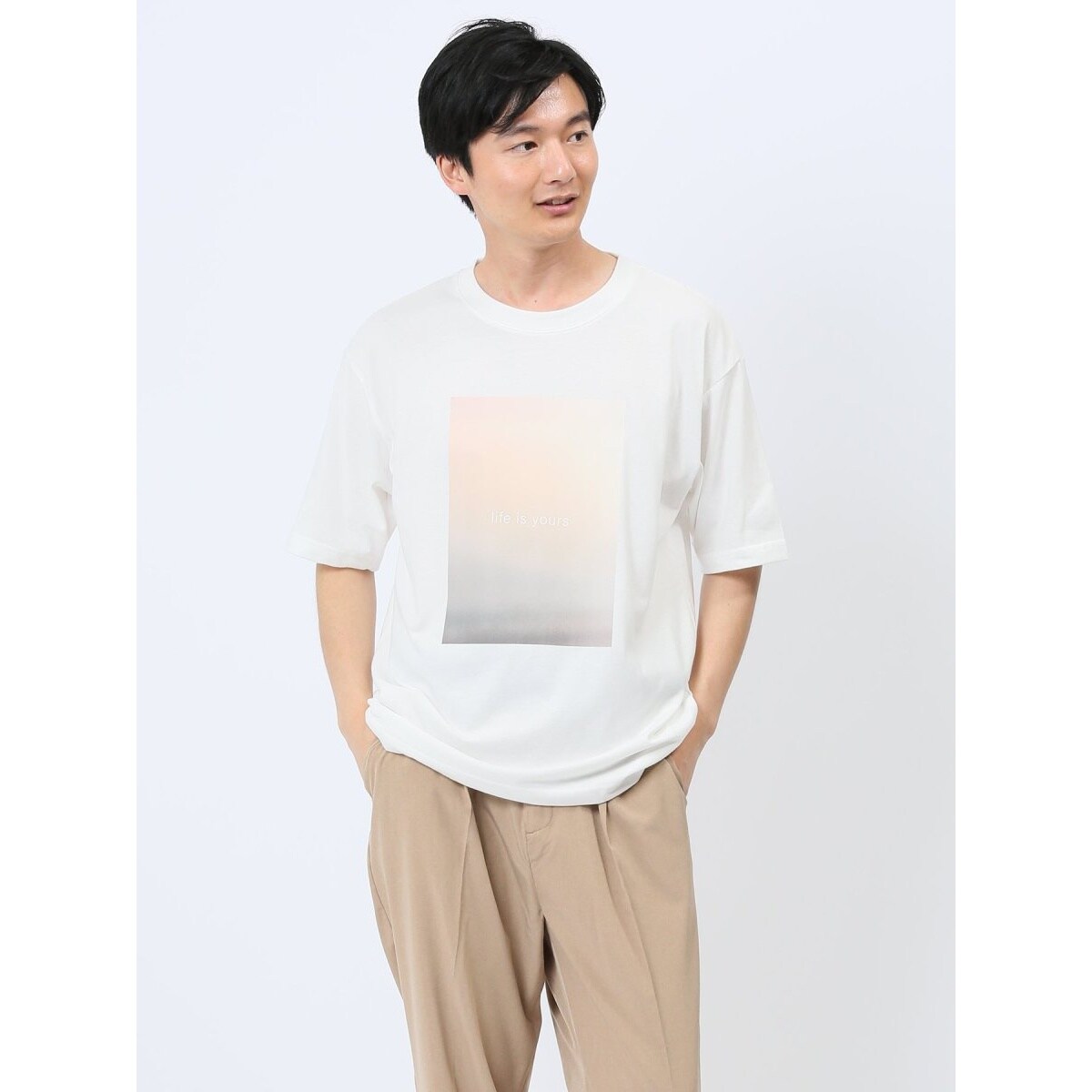   Tシャツ フォトロゴ クルーネック 半袖 セマンティックデザイン フォトプリント クルーネック半袖T