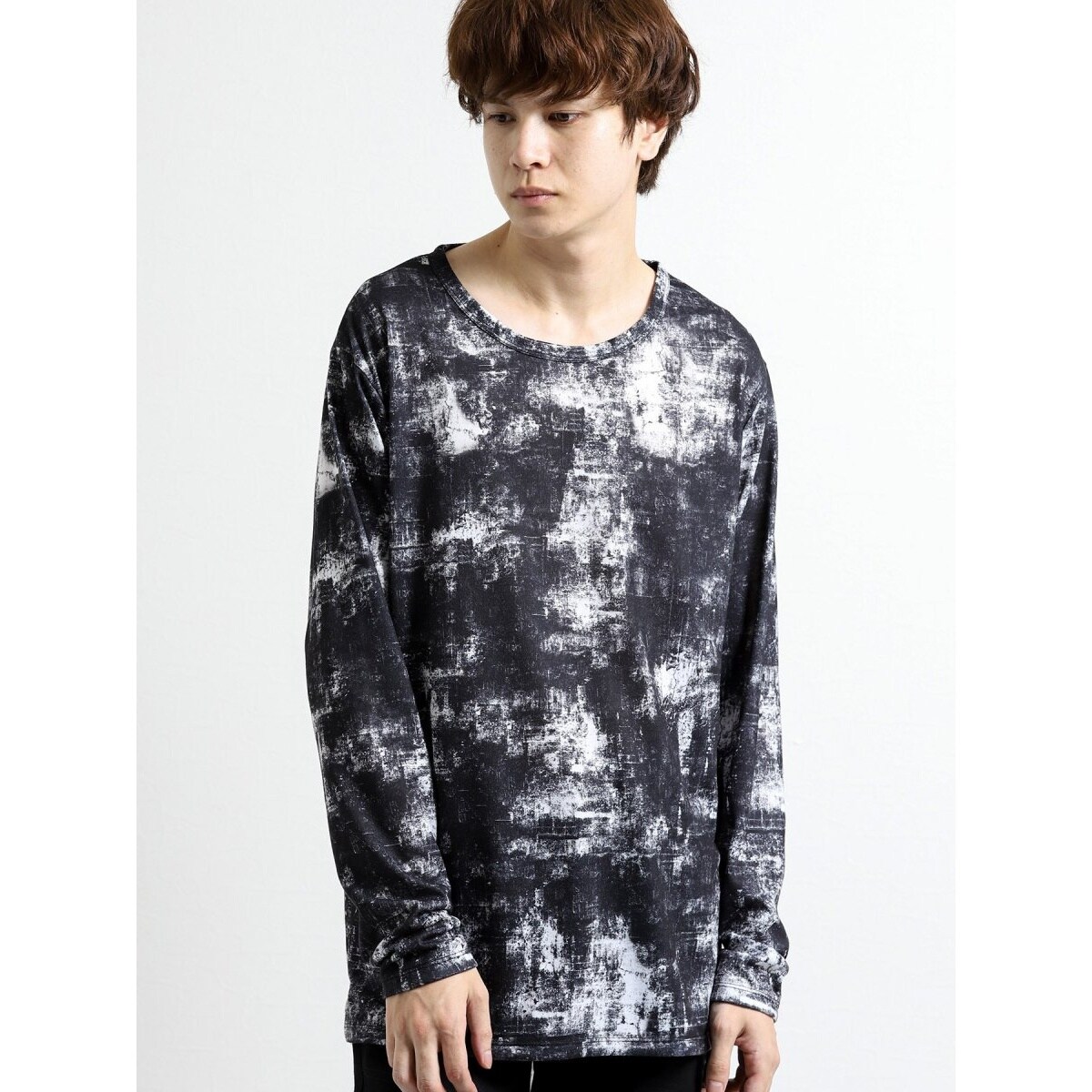SHELLAC シェラック ストライプ Vネック ロンTシャツ Sz.48 黒 SHELLAC シェラック ストライプ Vネック ロンTシャツ Sz.48 黒