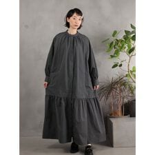 スタンドカラー ロングワンピース