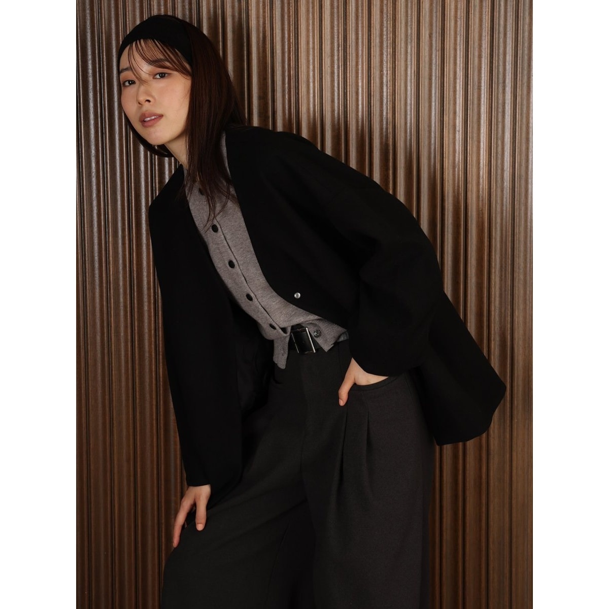 ドロー メルトン コクーンシルエット Vカラー ジャケット | ドロー