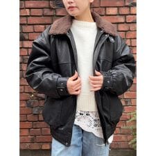 ドロー/DRAW 衿ボア 合成皮革ブルゾン （ユニセックス）