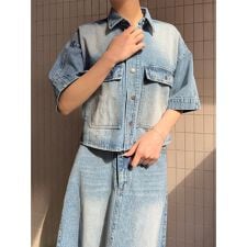 ドロー/DRAW Wフラップデニムシャツ