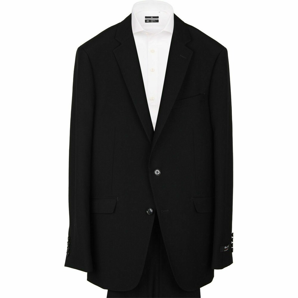 オールシーズン】2釦シングルスーツ ノータック プレミアムブラック