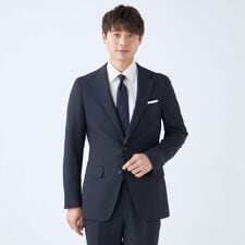 【洗えるスーツ】ワンタックパンツスーツ ネイビー×ドビー ※パンツ裾上げ済仕様 セレモニーにも