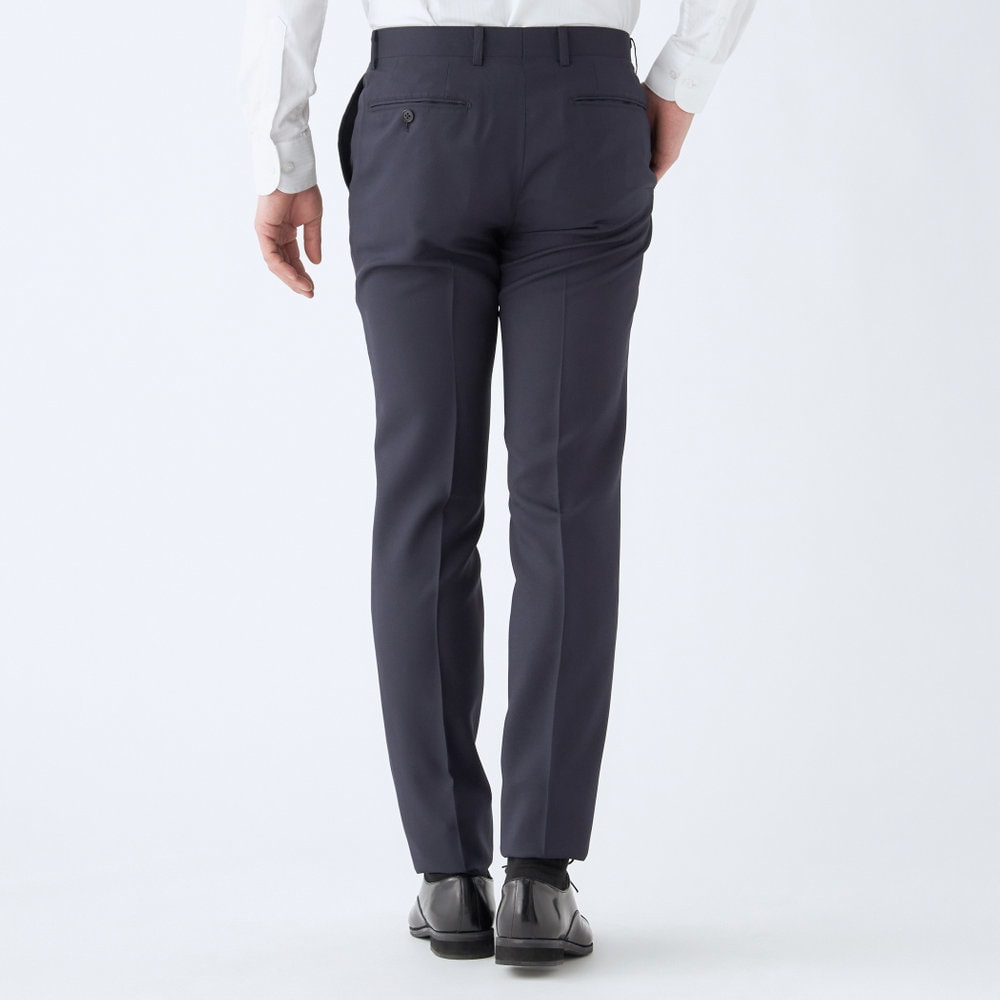 スーツセレクト2釦シングルスリーピーススーツ 0タック/ネイビー SUIT SELECT セットアップ 「SLIM TAPERED_2」「春夏」2釦