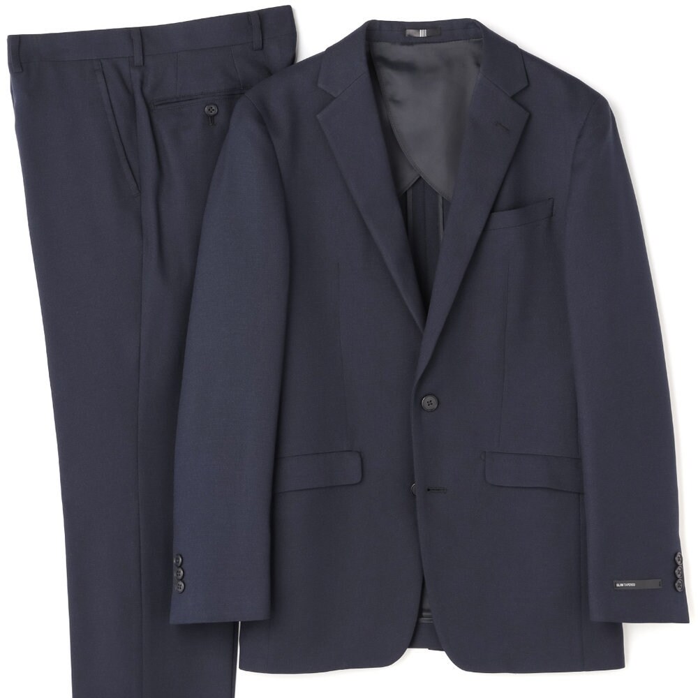 洗えるスーツ】ノータックパンツ ネイビー無地 ウォッシャブル