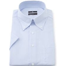 【半袖】ボタンダウンワイシャツ  ブルードビー 綿100％ コットン ノーアイロン クールビズ