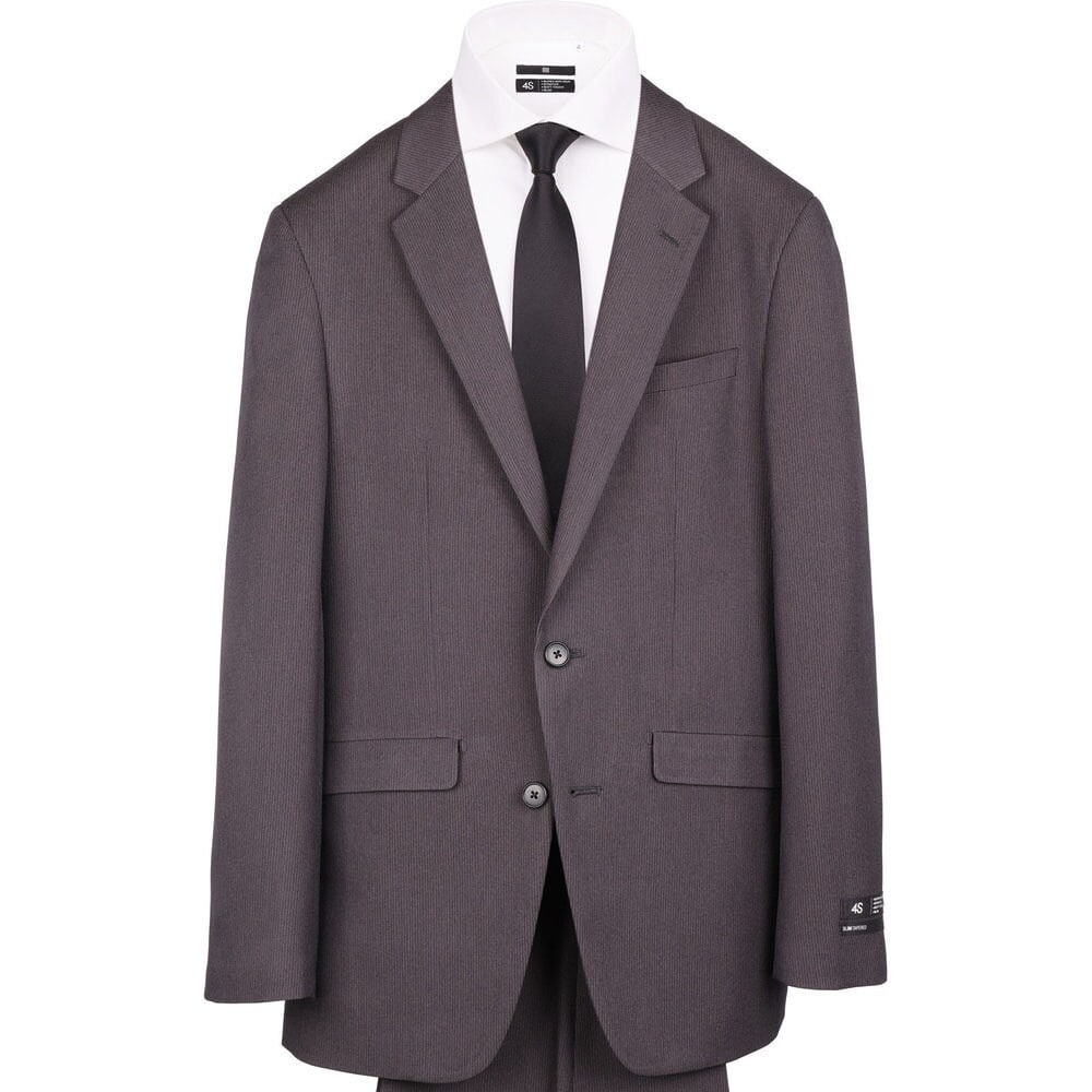 洗えるスーツ】2釦ノータック チャコールグレー ストライプ