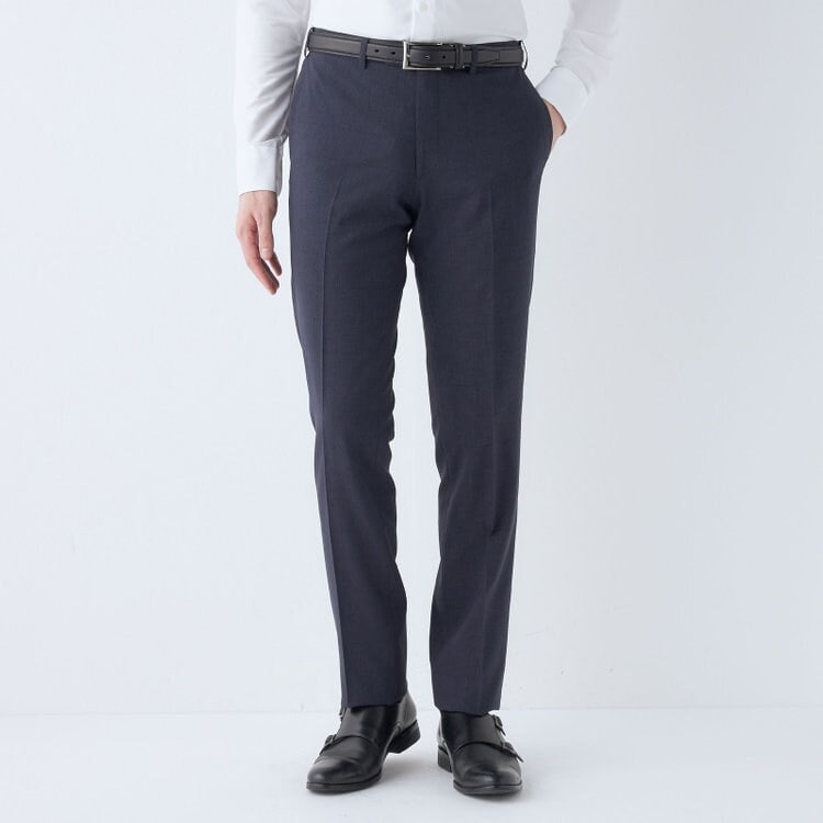 洗えるテーパードパンツ】ワンタック スラックス カーキ無地 撥水加工