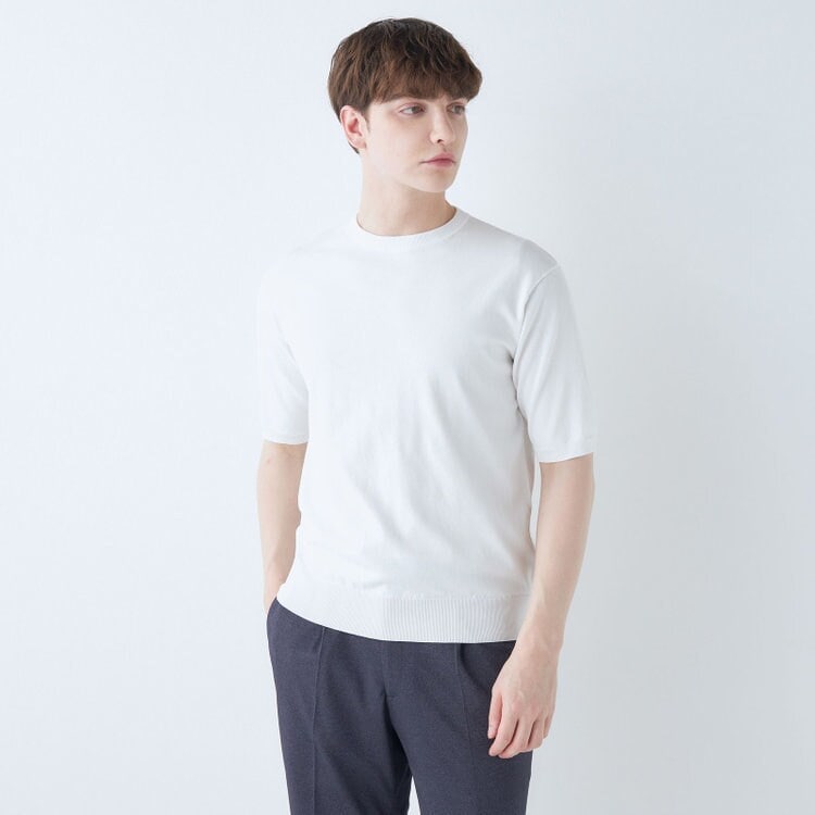 stanley blacker】【半袖】クルーネックニットTシャツ/グレー