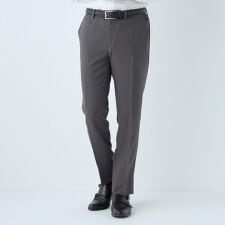 スーツセレクト(SUIT SELECT)のWEB限定【オールシーズン】ノータックテーパードパンツ スラックス グレー無地 ウォッシャブル