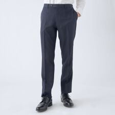 スーツセレクト(SUIT SELECT)のWEB限定【オールシーズン】洗えるノータックテーパードパンツ スラックス ネイビー ※裾上げ済仕様