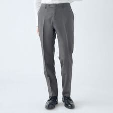 スーツセレクト(SUIT SELECT)のWEB限定【オールシーズン】洗えるノータックテーパードパンツ スラックス グレー ※裾上げ済仕様