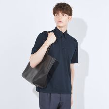 【5分袖】ボタンダウン ビスポロシャツ ネイビー プルオーバータイプ ビズポロ