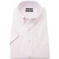 【半袖】ボタンダウンワイシャツ ピンクドビー ノーアイロン ストレッチ