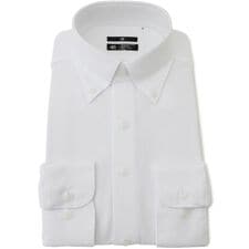 スーツセレクト(SUIT SELECT)の【WEB限定】ボタンダウン長袖ワイシャツ ホワイトドビー ノーアイロン ストレッチ素材