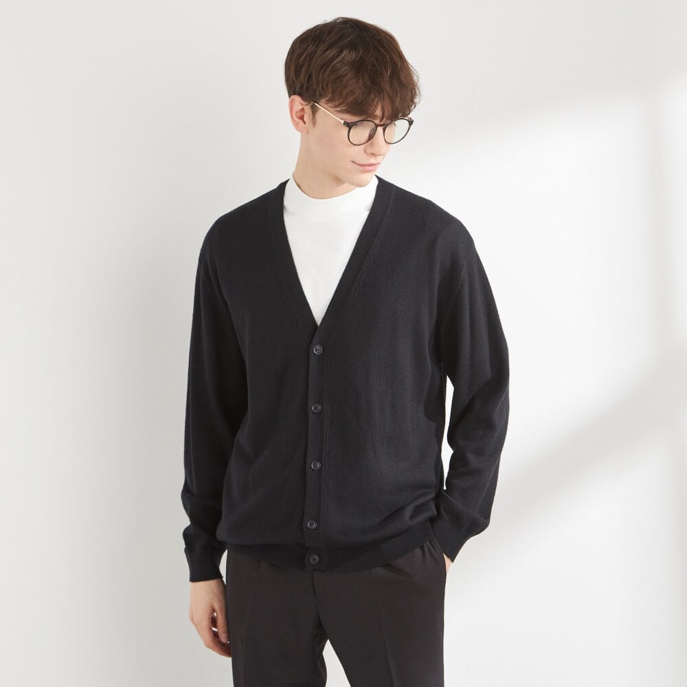 ウォッシャブル】編み柄襟付き カーディガン | ニューヨーカー