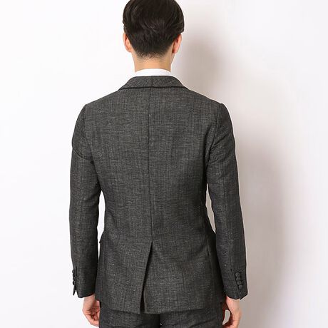 1釦ショールカラータキシード 0タック/黒/LINEN MIX【CLASSICO TAPERED 