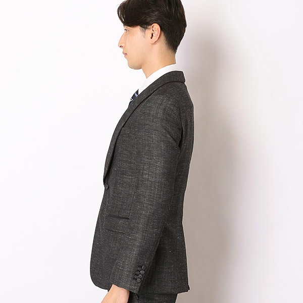 1釦ショールカラータキシード 0タック/黒/LINEN MIX【CLASSICO TAPERED