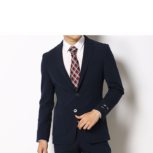 SUITSELECTスリムスーツA5メンズNAVYストライプ-