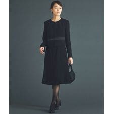 【ブラックフォーマル/オールシーズン対応】ノーカラージャケット&ワンピース アンサンブル 喪服