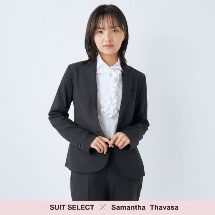 SUIT SELECT × Samantha Thavasa】洗える2釦テーラードジャケット 黒