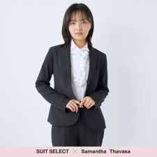 【SUIT SELECT × Samantha Thavasa】洗える2釦テーラードジャケット 黒
