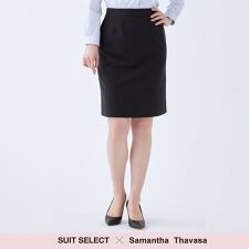【SUIT SELECT × Samantha Thavasa】洗えるセミタイトスカート 黒無地
