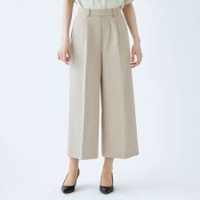 【オールシーズン】洗えるガウチョパンツ ストレッチツイル素材 ベージュ セットアップ商品 セレモニー