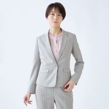 スーツセレクト(SUIT SELECT)の【オールシーズン】1釦ジャケット レディース グレー ウォッシャブル セットアップ商品