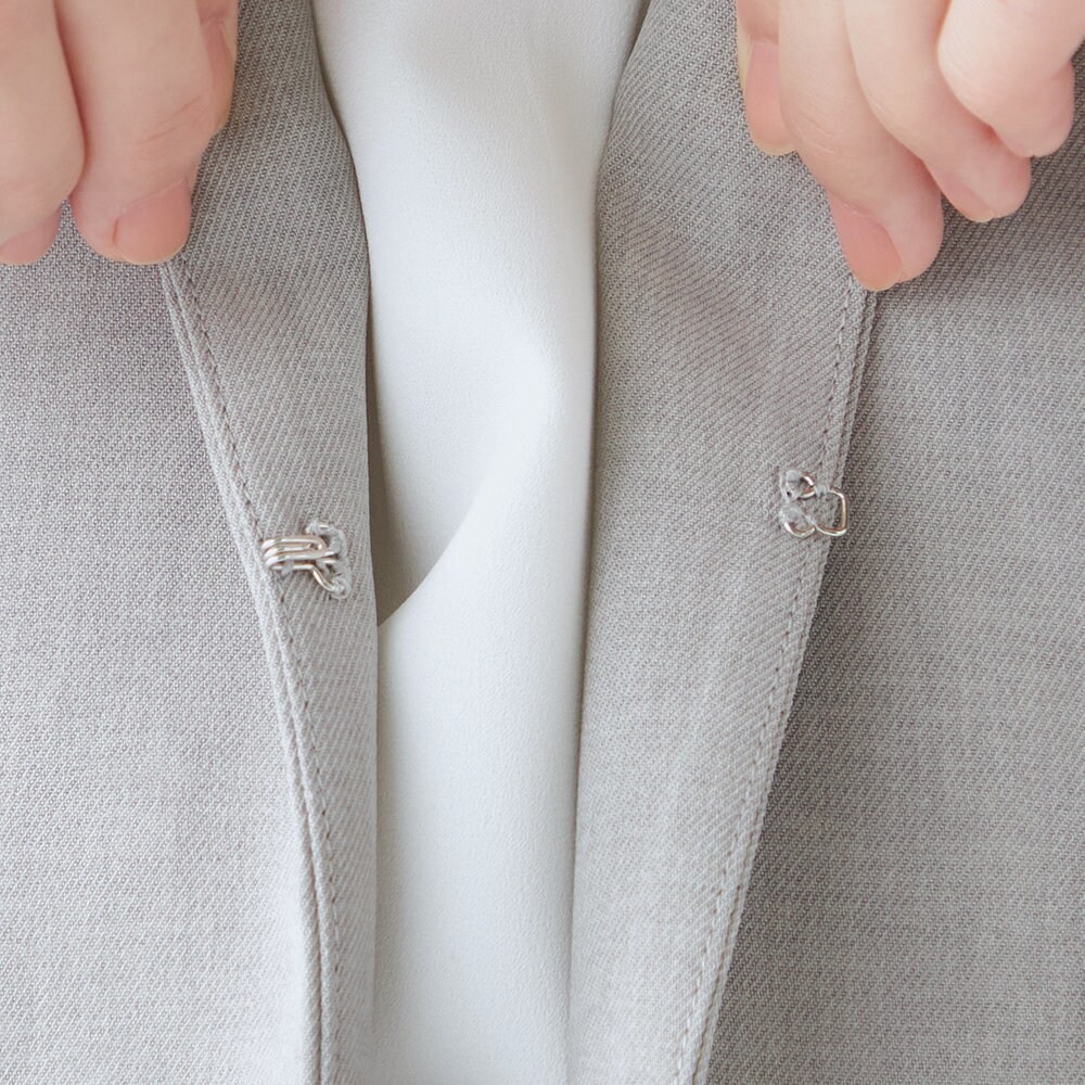 オールシーズン】ノーカラージャケット レディース グレー