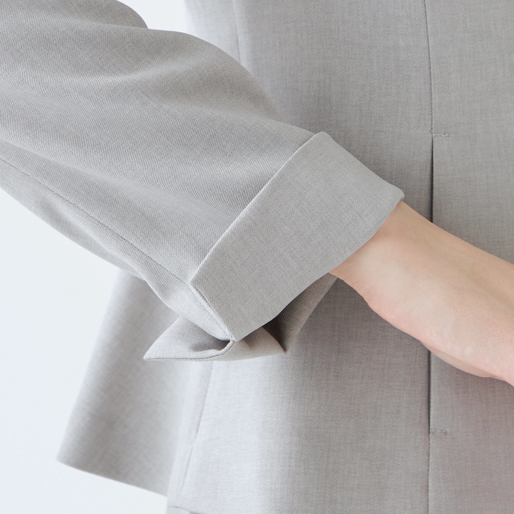 オールシーズン】洗えるキーカラージャケット レディース グレー